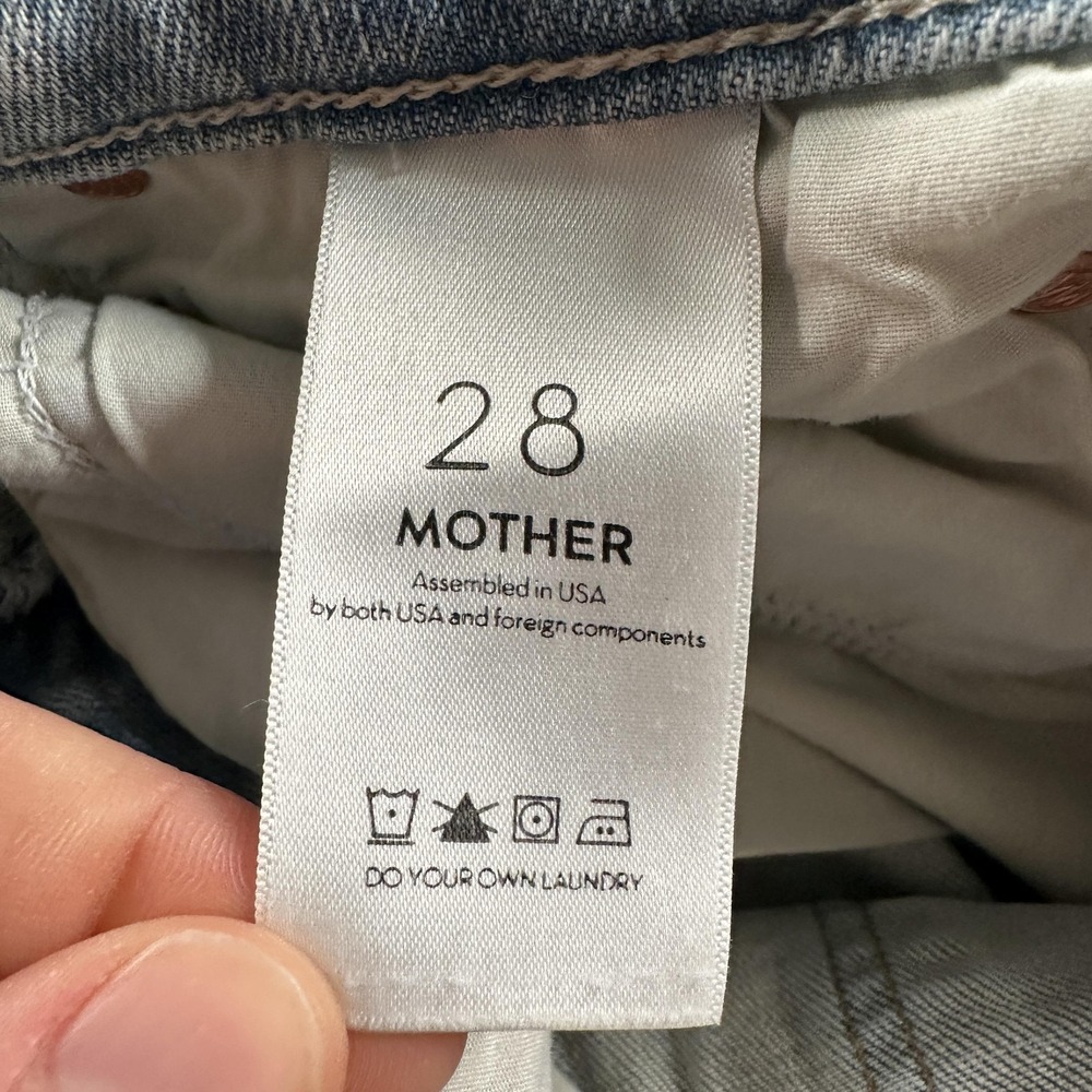 Mother Stunner Zip Ankle Step Fray Jeans Womens 28 Blue Mid Rise Distressed USA - Picture 13 of 15